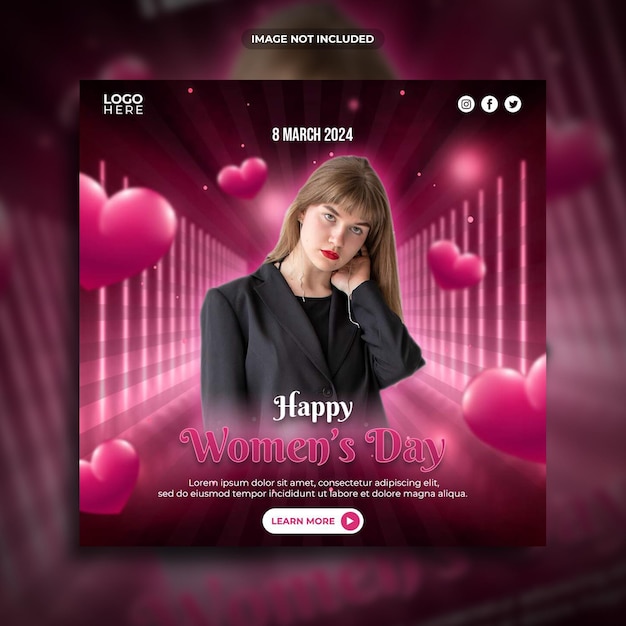 Happy women's day social media post template