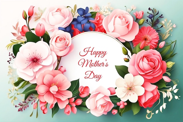 Happy womens day floral greeting card background photo