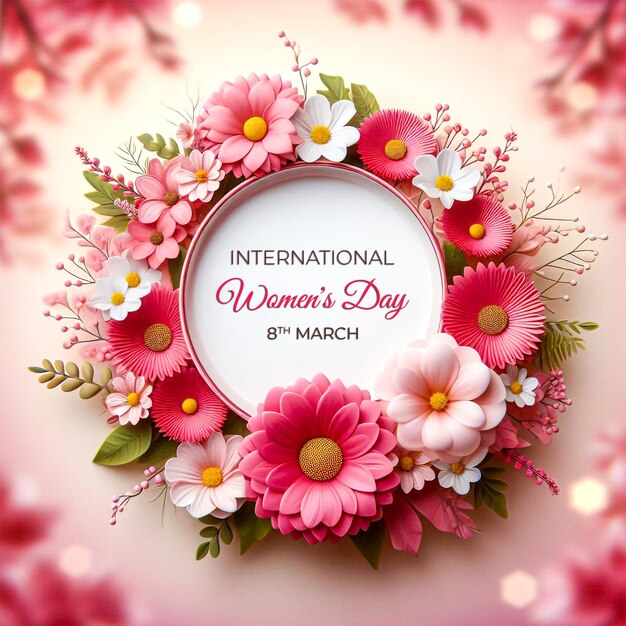 happy womens day floral greeting card international womans day flower circle background image