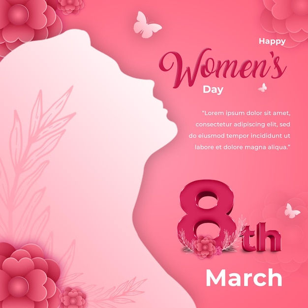 Happy womens day lovely pink banner