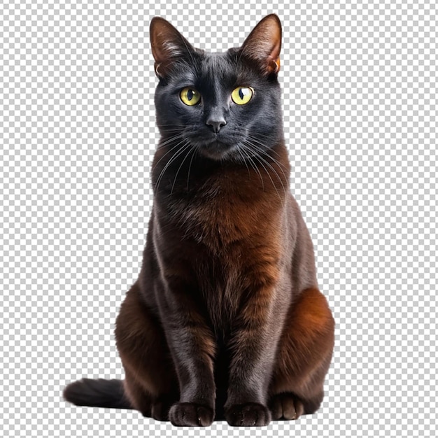 PSD happy world cat day elegant black cat on transparent background