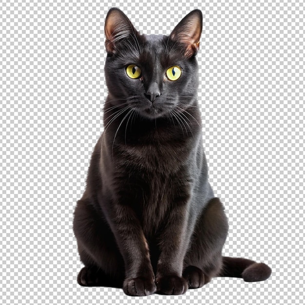 happy world cat day elegant black cat on transparent background