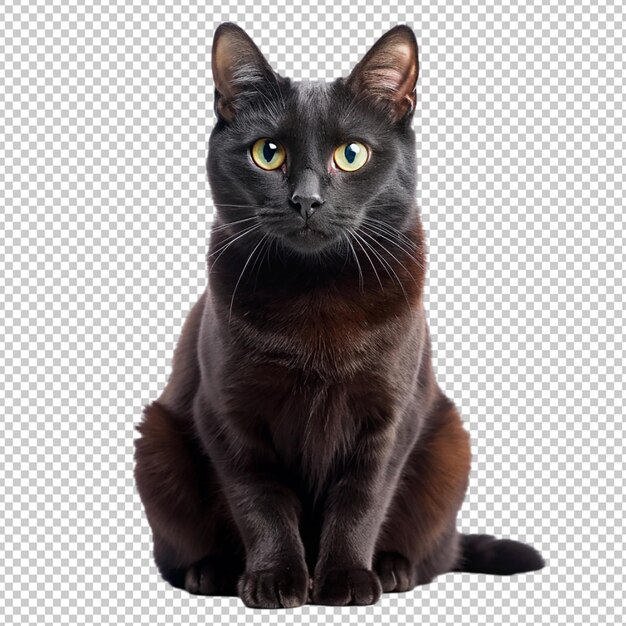 PSD happy world cat day elegant black cat on transparent background