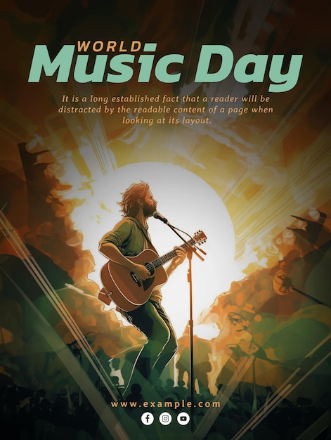 Happy world music day international music day and celebration world music day style background PSD