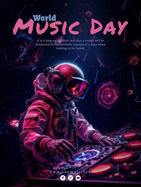 Happy world music day international music festival and world music day concept template PSD