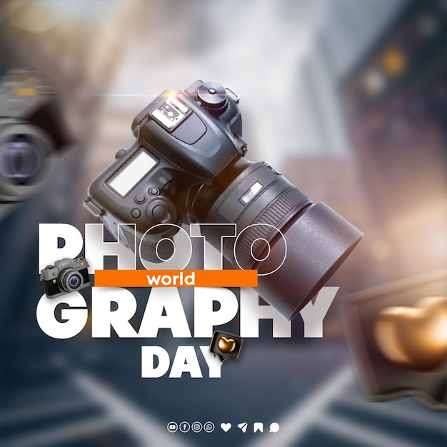 Happy World photography day social media post template