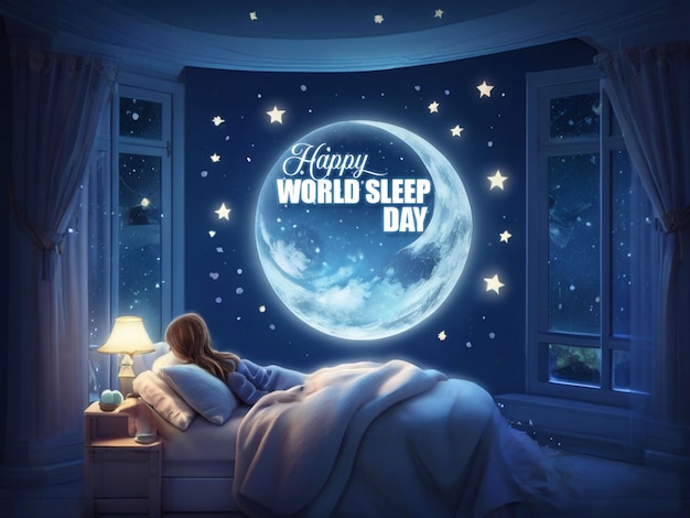 PSD happy world sleep day background design template