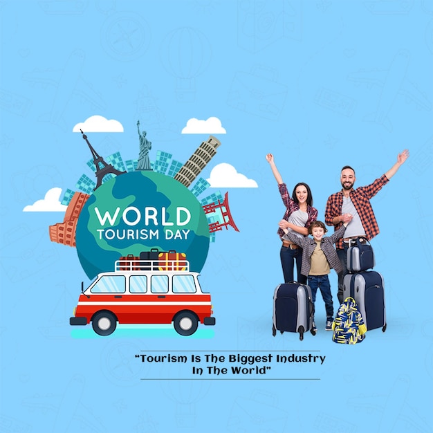 PSD happy world tourism day background