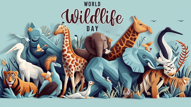 PSD happy world wildlife day background