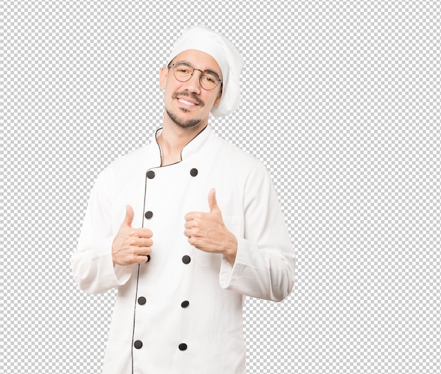 PSD happy young chef gesturing that everything is fine