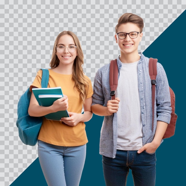 Happy Young College Students Together Smiling and Studying