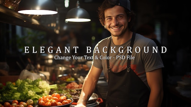 happy young man cooking