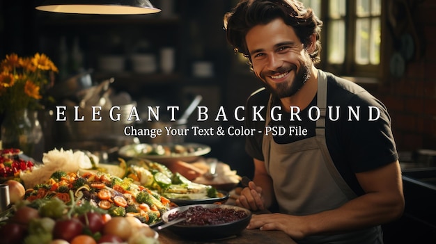 happy young man cooking