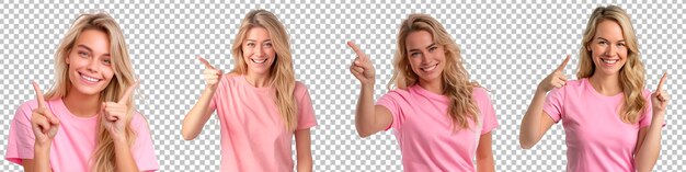 PSD happy young woman gesturing isolated on transparent background