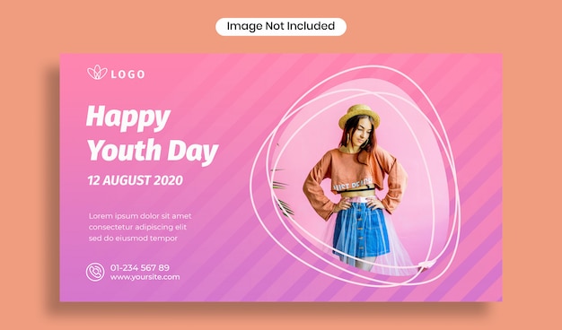 Happy youth day banner template