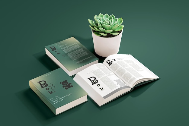 PSD hard cover book mockup scene