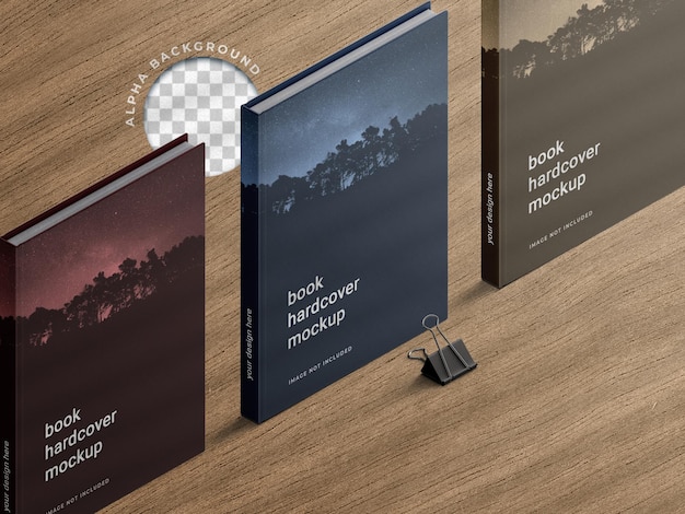 Hard cover books mockup library literature concept isometric view isolated