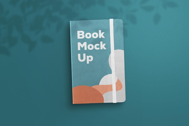 Hard Cover Notebook Mockup on Colored Background with Shadow