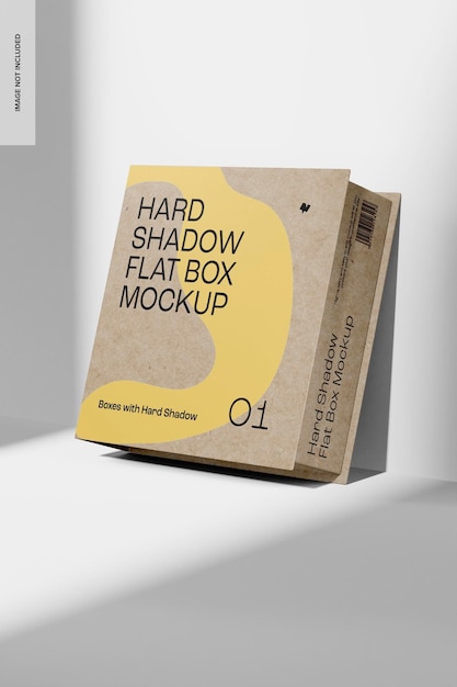 Hard Shadow Flat Box Mockup, Right View