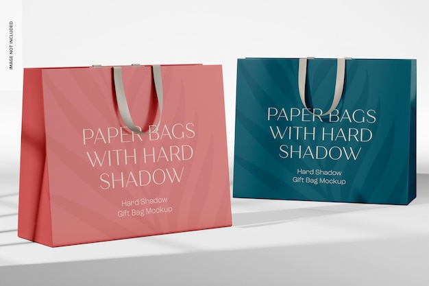 Hard Shadow Gift Bags Mockup, Left View