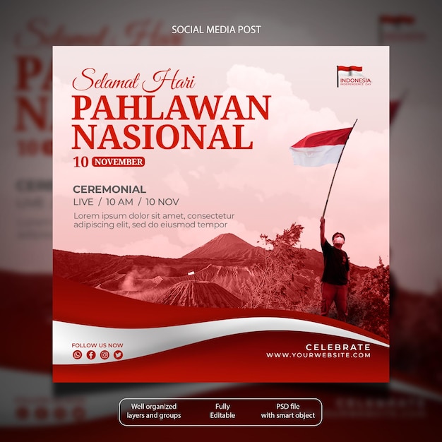 Hari pahlawan indonesia independence day social media post