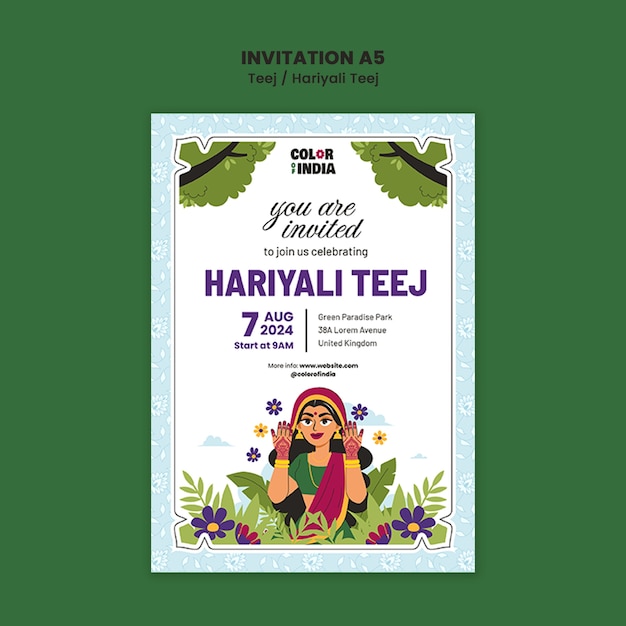 PSD hariyali teej celebration template