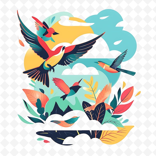 Harpy Characters Flying Through the Sky Design Is Airy and L Flat Illustration Festival Theme Art