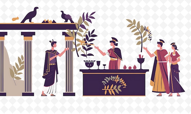 PSD haruspex practicing divination design is ancient roman inspi flat illustration festival theme art