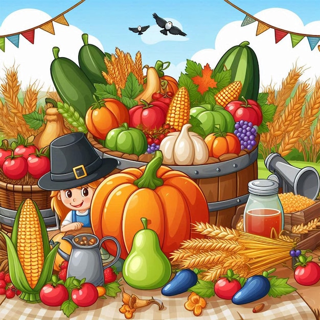 Harvest festival celebration illustration