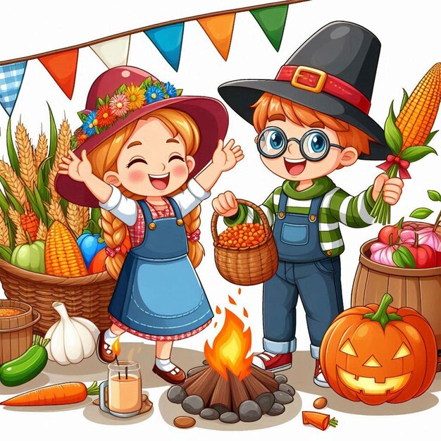 PSD harvest festival celebration illustration