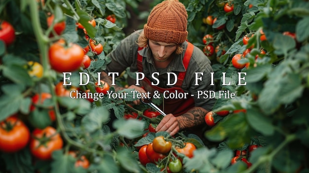 Harvesting Tomatoes in a Greenhouse