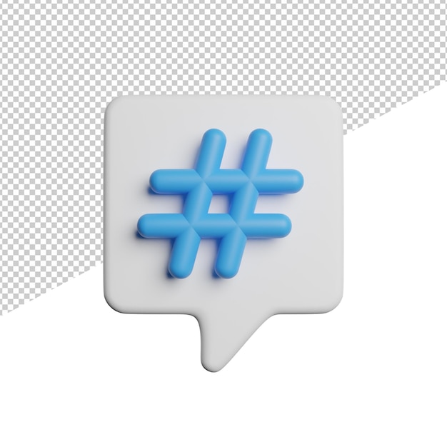 Hashtag Sign Keywords front view 3d rendering icon illustration on transparent background