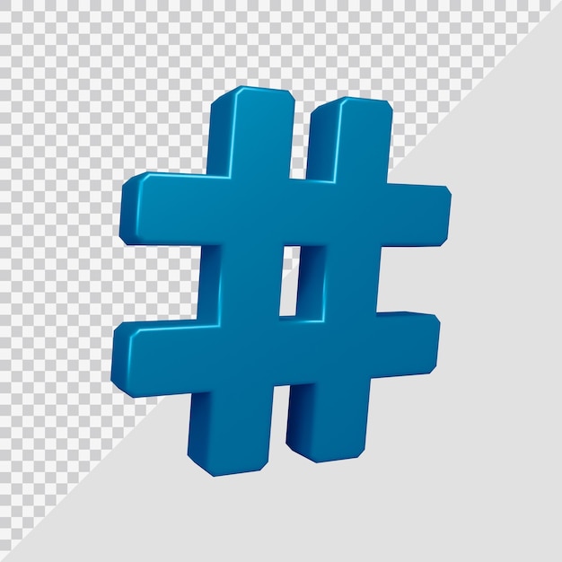 Hashtag symbol in 3d render