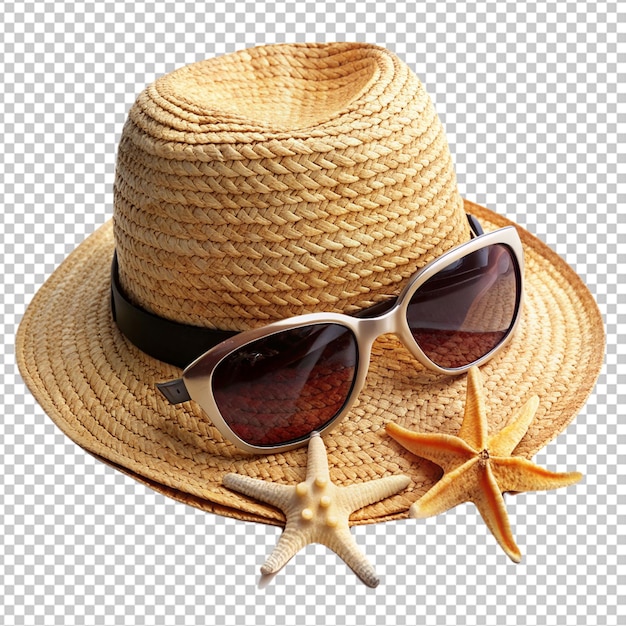 PSD hat sunglasses and starfishes