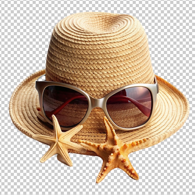 PSD hat sunglasses and starfishes