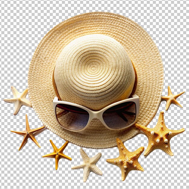 PSD hat sunglasses and starfishes