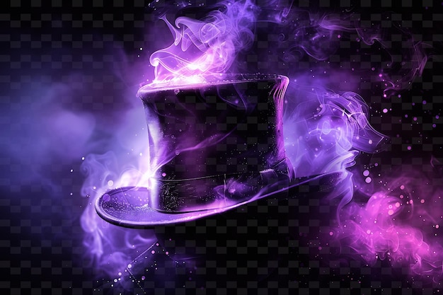 PSD a hat with a purple ribbon and purple smoke