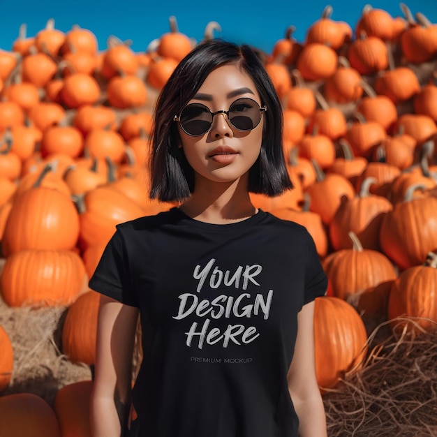 PSD haunted halloween black tshirt mockup for the scariest night