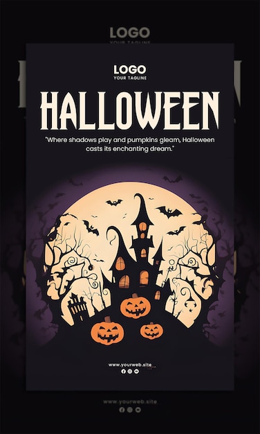 Haunted Hotel Halloween Banner PSD Template