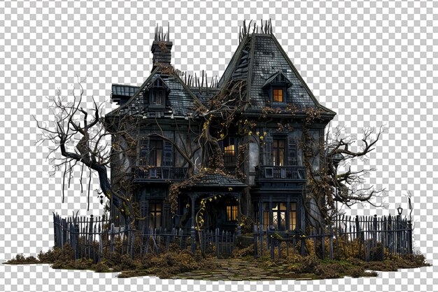 PSD haunted house isolated on transparent