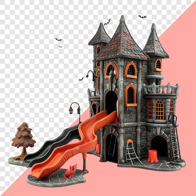 Haunted house playground transparent background isolated image generative AI