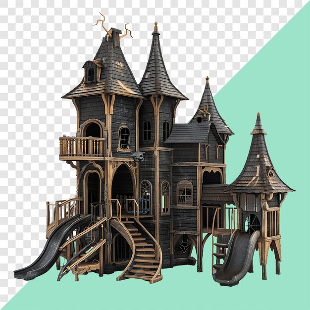 Haunted house playground transparent background isolated image generative AI