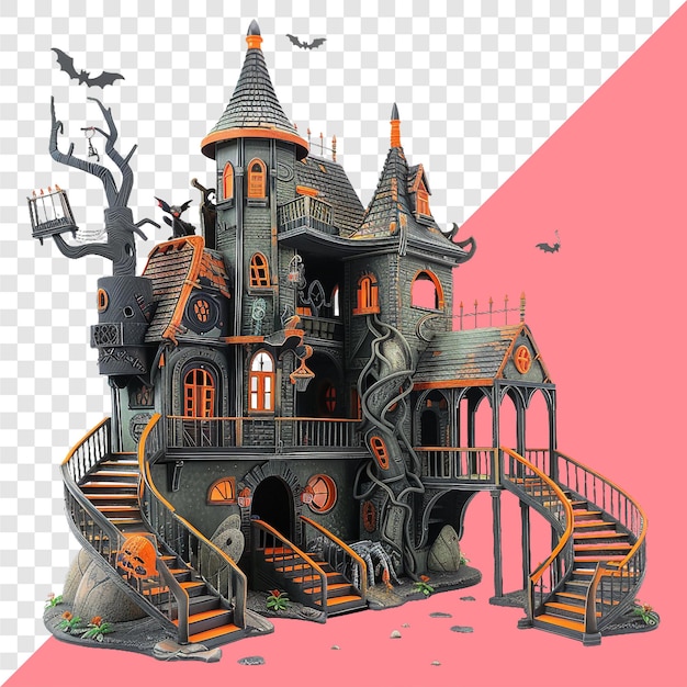 PSD haunted house playground transparent background isolated image generative ai