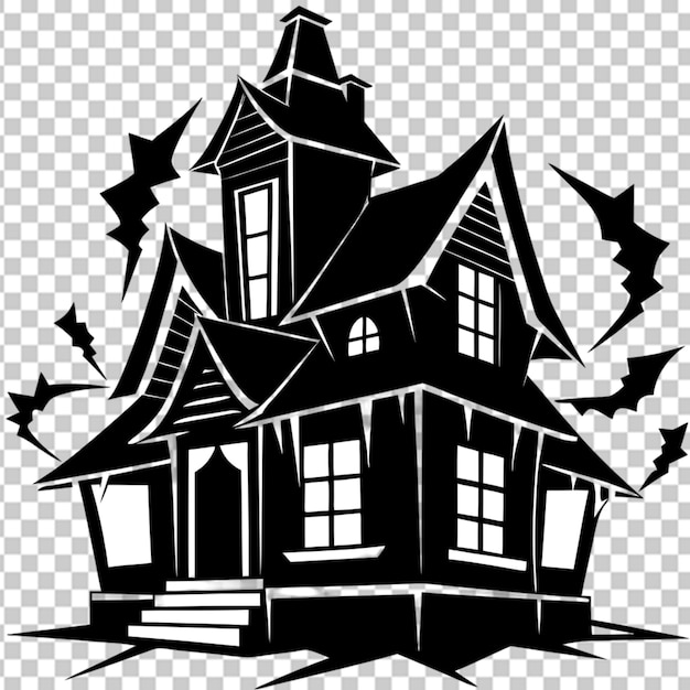 PSD haunted house a spooky dilapidated house transparent background