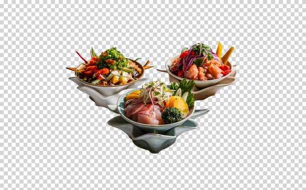 PSD hawaiian poke bowl on transparent background