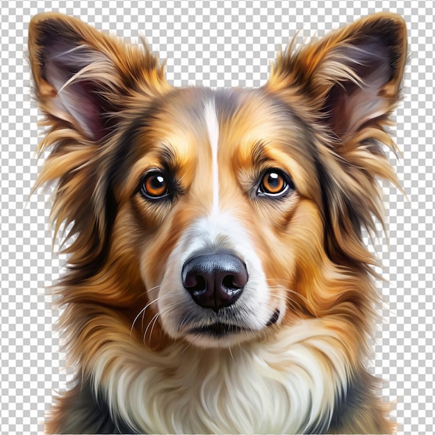 PSD hd portraits of dog in oil painting palette png