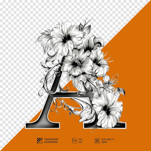 PSD hd quality image of the letter a flower logo without background