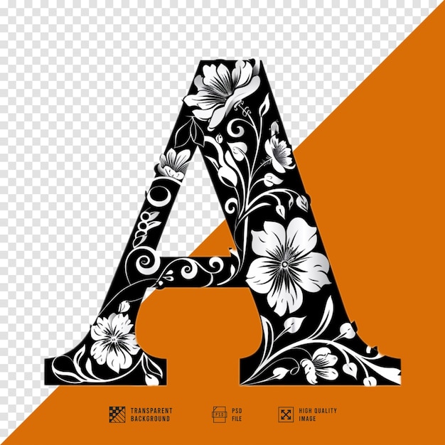 PSD hd quality image of the letter a flower logo without background