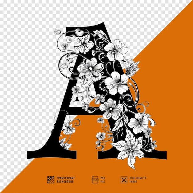 PSD hd quality image of the letter a flower logo without background