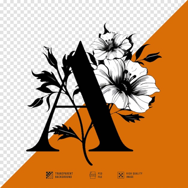 HD quality image of the letter A flower logo without background